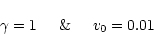 \begin{displaymath}\gamma = 1 \hspace{5mm} {\rm\&} \hspace{5mm} v_0 = 0.01
\end{displaymath}