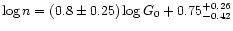 $\log n = (0.8 \pm 0.25) \log G_{\rm0}+
0.75_{-0.42}^{+0.26}$