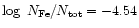 $\log~N_{\rm Fe}/N_{\rm tot}=-4.54$
