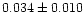 $0.034\pm0.010$