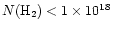 $N({\rm H}_2) < 1 \times 10^{18}$