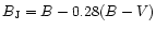 $B_{\rm J}=B-0.28(B-V)$
