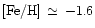${\rm [Fe/H]}\,\simeq\,-1.6$