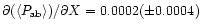 $\partial (\langle P_{\rm ab}\rangle)/\partial X=0.0002(\pm0.0004)$