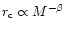 $r_{\rm c}\propto M^{-\beta}$