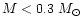 $M<0.3~M_{\odot}$