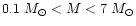 $0.1~M_{\odot}<M<7~M_{\odot}$
