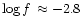 $\log f \, \approx -2.8$