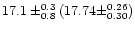 $17.1\pm^{0.3}_{0.8} (17.74\pm^{0.26}_{0.30})$