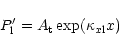 \begin{displaymath}P'_{\rm l} = A_{\rm t} \exp (\kappa_{x{\rm l}} x) \end{displaymath}