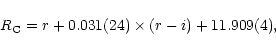 \begin{displaymath}R_{\rm C} = r + \hbox{0.031(24)} \times (r-i) + \hbox{11.909(4)},
\end{displaymath}