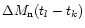 $\Delta M_{\rm n} (t_l - t_k)$