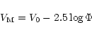 \begin{displaymath}
V_{\rm M}=V_0-2.5 \log \Phi
\end{displaymath}