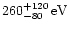 \( 260_{-80}^{+120}\, {\rm eV} \)