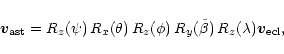 \begin{displaymath}\vec{v}_{\rm ast}=R_z(\psi)\,R_x(\theta)\,R_z(\phi)\,
R_y(\tilde\beta)\,R_z(\lambda)\vec{v}_{\rm ecl},
\end{displaymath}