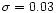 $\sigma = 0.03$