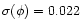 $\sigma(\phi) = 0.022$