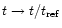 $t\rightarrow t/t_{\rm ref}$