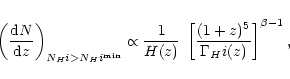 \begin{displaymath}\left(\frac{{\rm d}N}{{\rm d}z}\right)_{N_H{\sc i}>N_H{\sc i}...
...}\;
\left[\frac{(1+z)^5}{\Gamma_H{\sc i}(z)}\right]^{\beta-1},
\end{displaymath}