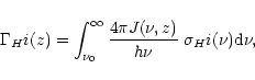 \begin{displaymath}\Gamma_H{\sc i}(z)=\int_{\nu_0}^{\infty} \frac{4 \pi J(\nu,z)}{h\nu}
\;\sigma_H{\sc i}(\nu) {\rm d}\nu,
\end{displaymath}