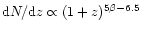 ${\rm d}N/{\rm d}z\propto (1+z)^{5\beta-6.5}$