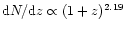 ${\rm d}N/{\rm d}z\propto (1+z)^{2.19}$
