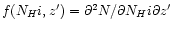 $f(N_H{\sc i},z')=
\partial^2 N / \partial N_H{\sc i}\partial z'$