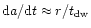 ${{\rm d}}a/{{\rm d}}t \approx r/t_{\rm {}dw}$