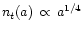 $n_t(a)\,\propto\,a^{1/4}$