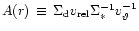 $A(r)\,\equiv\,{\Sigma_{{\rm d}}}v_{\rm {rel}}
\Sigma_{\ast}^{-1}v_\vartheta^{-1}$