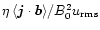 $\eta\,\langle\vec{j}\cdot\vec{b}\rangle/B_0^2 u_{\rm rms}$