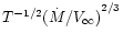 $T^{-1/2}{(\dot{M}/V_{\infty})}^{2/3}$
