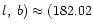 $l, ~b)\approx(182.02$