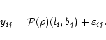\begin{eqnarray*}y_{ij} = {\cal P}({\rho})(l_i,b_j) + \varepsilon_{ij}.
\end{eqnarray*}