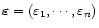 $\vec{\varepsilon} =
(\varepsilon_1, \cdots, \varepsilon_n)$
