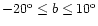 $-20^{\rm o} \leq b \leq 10^{\rm o}$