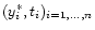 $(y_i^{\ast}, t_i)_{i=1, \ldots, n}$