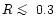 $R \mathrel{\hbox{\rlap{\lower.55ex \hbox {$\sim$ }}
\kern-.3em \raise.4ex \hbox{$<$ }}}0.3$