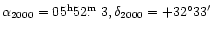 $\alpha_{2000}=05^{\rm h}52\hbox{$.\!\!^{\rm m}$ }3, \delta_{2000}
=+32^\circ33^\prime$