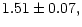 $\displaystyle 1.51 \pm 0.07 ,$