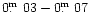 $0\hbox{$.\!\!^{\rm m}$ }03 - 0\hbox{$.\!\!^{\rm m}$ }07$