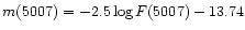 $m(5007)= -2.5 \log F(5007) - 13.74$