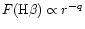$F({\rm H}\beta)\propto r^{-q}$
