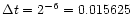 $\Delta t = 2 ^ {-6} =
0.015625$