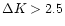$\Delta K > 2.5$