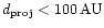 $d_{{\rm proj}} < 100\,{\rm AU}$