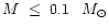 $M~\le~0.1~\,~M_{\odot}$
