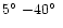 $5\hbox{$^\circ$ }{-}40\hbox{$^\circ$ }$