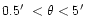 $0.5\hbox{$^\prime$ }<\theta<5\hbox{$^\prime$ }$