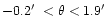 $ -0.2\hbox{$^\prime$ }< \theta< 1.9\hbox{$^\prime$ }$